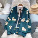 women loose outer wear 2021 new Korean style lazy knit cardigan jacket autumn winter v neck long