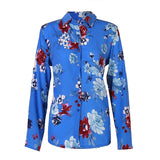 Long Sleeve Floral Leopard Print Tops and Blouses Office Lady Shirt Casual Button Turn-down Neck Wide Slim Blouse