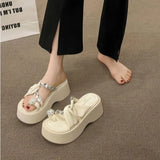 Women Wear 2025 Summer New Small Thick-Soled High-Heeled Water Drill Jackets Toe Cool Slippers