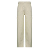 Khaki Casual High Waist Denim Trousers Women Elegant Fashion Harem Pants Capris Skinny Pocket Sweatpants