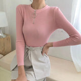 Half Sexy O-neck Sweater Women Solid Slim Autumn Winter Clothes 2021 Sueter Mujer Basic Fashion Pullovers warm soft