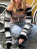 Striped Long Sleeve Bolero Knit Top- Outfit