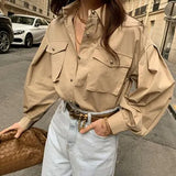 Office Work Blouse Women 2021 New Solid Casual Loose Shirt Ladies Long Sleeve Blusas
