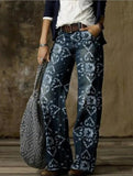 Zingj Plus Size Casual Pants Thin Jeans Wide Leg Pants 211-0-Outfit