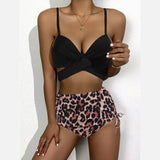2024 New Bikini Gathering Sexy Mesh Three-Piece Set Of Split-Print Swimsuit