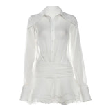 2025 Fashion Trend Women's New Collar V Collar Horn Sleeve Mesh Repair