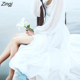 White Fairy Chiffon Dress Summer Sexy Off Shoulder Maxi Dress Puff Sleeve Beach Party Dress Vintage Boho Ladies