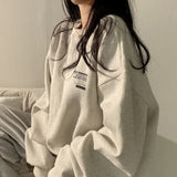 Letter Print Pullover Oversized SweatshirtOutfit