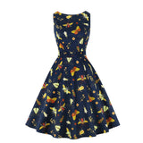 Summer Pin Up Print Casual Party Dress 2022 Women Sleeveless Retro Robe 60s 50s Vintage Rockabilly Swing Dress