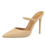 Zingj Retro Simple Baotou Slippers With High With Shallow Pointed Out A Word With Female