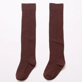 Girls' School Uniform Knee-High Sock Cable-Knit Children's Long Sock Fashion Kniekousen Kinderen Solid Color Kids