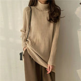 Zingj New Fall / Winter 2023 Retro Lazy Wind Coat With A Long-Sleeved Knit Bottom Turtleneck-Outfit