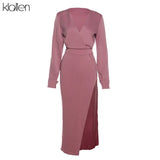 Fashion Elegant Sexy Club Night Party Birthday Long Dress For Women Autumn New Casual Long Sleeve V Neck Dress