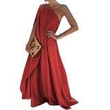 Spot 2025 Summer New Women's Wear Temperament Fashion Pure Color Loose One-Shoulder Long