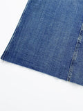 vaquera azul para mujer, falda larga de Jean, Falda de tubo de cintura alta descolorida, Falda Midi deshilachada con abertura,
