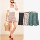 Dots Mini Skirt Green White Saia High Waistline Faldas sexy Skirts 2020