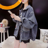 Zingj 2024 New Versatile Korean Version Loose Foreign Style Lazy Wind Design Sense Denim Coat Female-Outfit