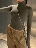 Zip-Up Long Sleeve Crop Top- Outfit