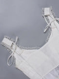 Lace Trim Ruffle Crop Tank Top- Outfit
