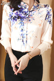 Women Shirt 2023 New Spring Autumn Female Clothing Print Vintage Blouse Fashion Floral Womens Tops Elegant Women