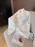 High-End Women's Wear New Chinese Embroidery Eugen Gauze Collar Buckle Vest 2024 Women's Spring And Summer Style