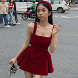 Red Backless V Cut Bow Mink Dress-Outfit