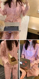 Solid Pajama Sets Women Simple V-neck Long Sleeve Homewear M-3XL Casual Breathable Loose Single Breasted Pyjamas