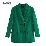 Womens blazer two piece suit set double breasted jacket blazer 2021 spring ladies formal