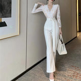 Overalls Playsuits 2021 New Fashion Lace V-neck Lace-up Jumpsuits Ladies