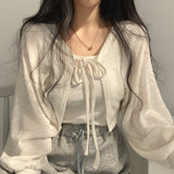 Aesthetic Tie Knitted CardiganOutfit