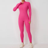 Zingj Zipper Detachable Chest Pad Long Sleeve Yoga Conjoined Suit High Intensity Fitness Exercise Conjoined Tights-Outfit