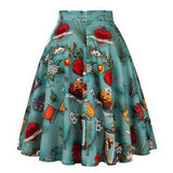 Summer Rockabilly Skirt Vintage 50s Floral High Waist Retro Hepburn Swing Cotton Women Clothing 60s Midi Casual