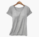 Women 2021 Women Gym shirt O-neck Padded Bra t-shirt Elastic Breathable Basic t-shirt Braless