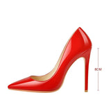 Onlymaker Women's Pointed Toe 8CM High Heel Slip On Stiletto Pumps Large Size Red Black White Pink Basic Chic