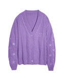 Same Taylor Orange Cardigan Embroidered Stars Loose Languid Temperament