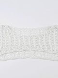 Retro Hollow Short Knit Crop Top-Outfit