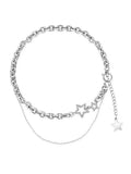 Rhinestone Star Decor Layered Chain Necklace- Outfit