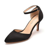 Cm Medium Heel Sandals Fine Heel Tip Buckle Sandals Emulation Silk Wedding Banquet Dress Shoe Tips Sandals