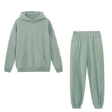 2021 Women Hoodies and Sweatpants White Tracksuits Female Two Piece Solid Color Pullovers Jacket Lounge Wear