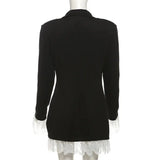 Lace Trim Black Blazer Dress- Outfit