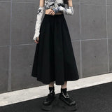 Zingj Skirt Female Autumn 2024 New Medium Long High Waist Show Thin Ins Wind Pleated A-Line Little Black Skirt-Outfit