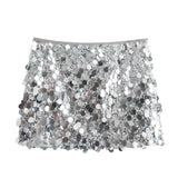 Winter New Sexy A-Line Skirt High Purse Hip Sequin Mini Skirt Female