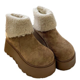 Bottom Height Snow Boots Women 2025 New Winter Plus Velvet Warm Hair Short Boots Fashion Ugly Big Head Cotton