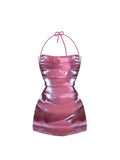 Women's Sexy Bodycon Dress Sleeveless Backless Skinny Elegant Bandage Dresses Club Evening Party Pink Short Dress