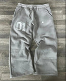 Zingj Alphabet Printed Trousers Loose Waistband Men's And Women's Fashion Brand Trousers 102-1-Outfit