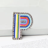 Jewelry 26 English DIY Name Letters Alphabet Rainbow Embroidery with Pin Ouch Beeding Womens Brooches Patches