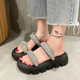 Wedge Sandals Woman Summer 2022 Chunky Platform Women Leather Slippers Thick Sole Gladiator Shoes for Women Flip