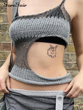 Knitted Hollow Out Crop Tops Summer Sleeveless Sexy Cami 2022 Fashion Streetwear Y2k Tank Top Women