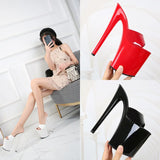 Zingj Patent Leather 17Cm20cm High Heels Heel Sexy Waterproof Platform Hate Day High Slippers Female