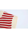 Knit Vest Sweater Women Fashion 2023 Spring Casual Vintage Pullovers O-Neck Cute Cartoon Rabbit Print Streetwear